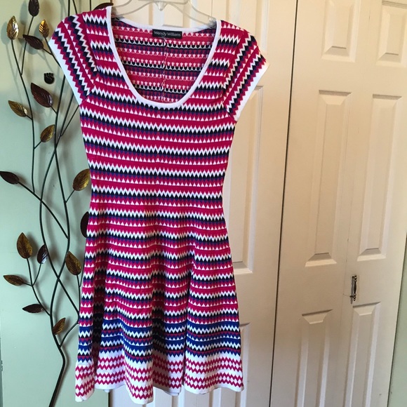Striped Knit Flare Dress - Picture 1 of 4